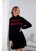 Long Christmas sweater with turtleneck, black 2353 - Online store - Boutique